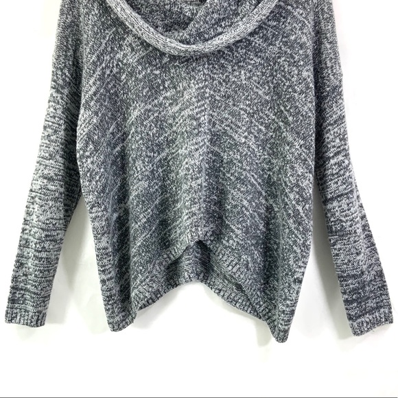 Express Long Sleeve Cowl Neck Sweater Heather Gray & White G4 - Picture 3 of 8